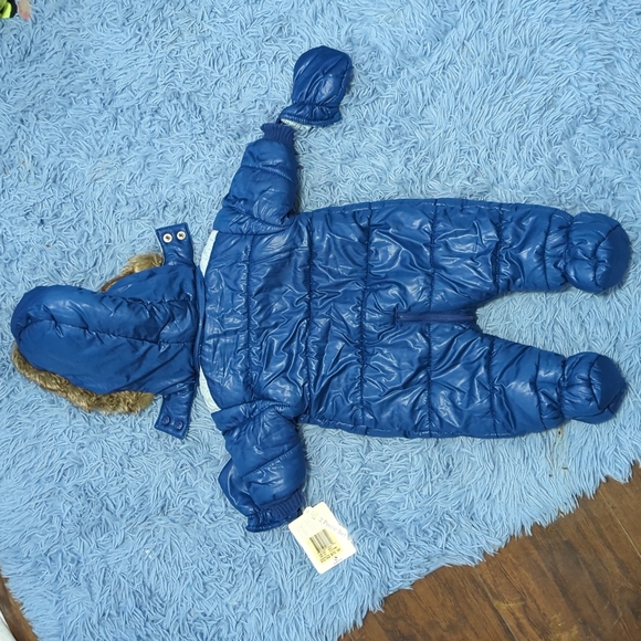 Absorba NWT Infant 0-3M Winter One Piece with detachable hood and mittens - Blue - Picture 8 of 8